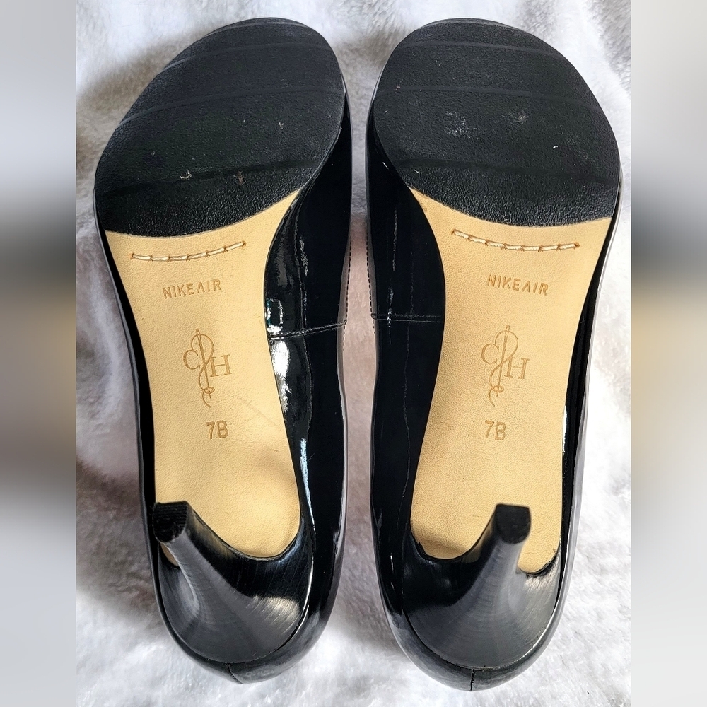7 Vtg Cole Haan Derby Round Toe Patent Leather Lainey Pumps With Nike Air Soles - Picture 8 of 8
